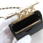 Chanel Quilted Bag Motif CC Logo Pircas Leather Chain Necklace Black — view 9