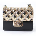 Chanel Quilted Bag Motif CC Logo Pircas Leather Chain Necklace Black