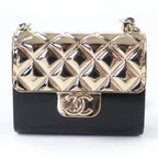 Chanel Quilted Bag Motif CC Logo Pircas Leather Chain Necklace Black