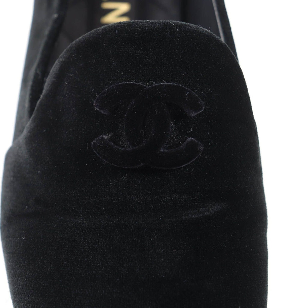 Chanel 23K Velour CC Logo Almond Toe Loafers Flat Shoes Black 36.5 — view 8