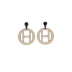 Hermes Earrings Equipe Nautic Buffalo Horn Lavender-yellow