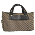 Celine Handbag Macadam Leather Canvas Beige Brown