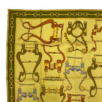 Gucci Scarf Silk Horsebit Pattern Yellow Green — view 2