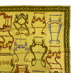 Gucci Scarf Silk Horsebit Pattern Yellow Green — view 3