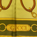Gucci Scarf Silk Horsebit Pattern Yellow Green — view 6