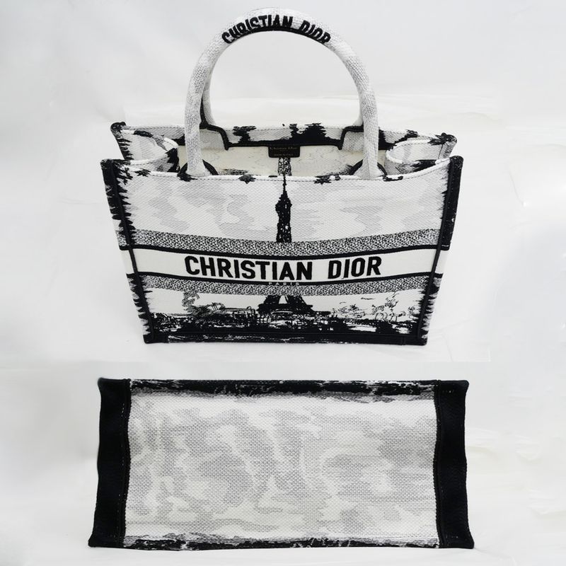 Christian Dior Book Tote Eiffel Tower Monotone Black And White Handbag — view 5