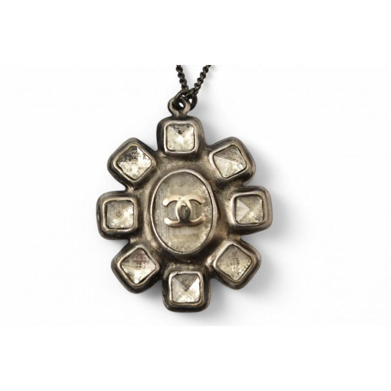 Chanel Coco Mark CC Rhinestone Gunmetal 10