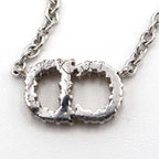Christian Dior CD Logo Rhinestone Necklace Silver Color Accessories — view 2