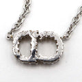 Christian Dior CD Logo Rhinestone Necklace Silver Color Accessories