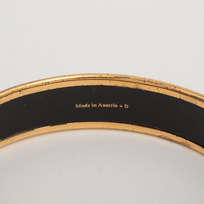 Hermes Emile GM Bangle Logo Horse Cart GP Enamel Gold Cream Austria — view 6