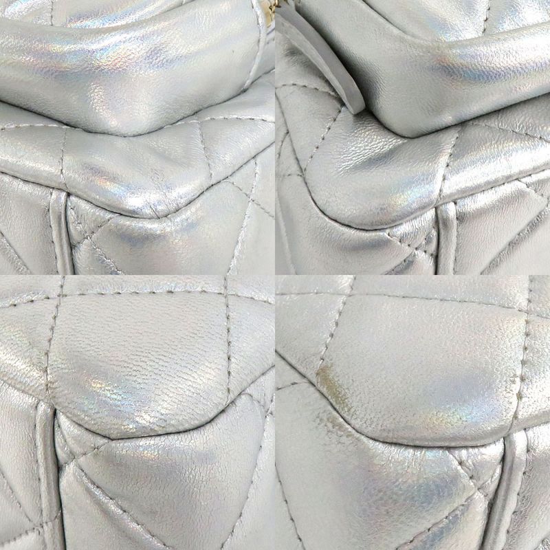 Chanel Chain Clutch Bag Iridescent Metallic Lambskin Silver Ap4349 — view 6