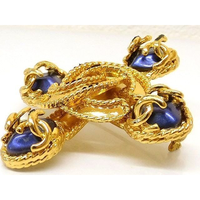 Chanel 95 A Brooch Coco Mark Gold And Blue 7 — view 4