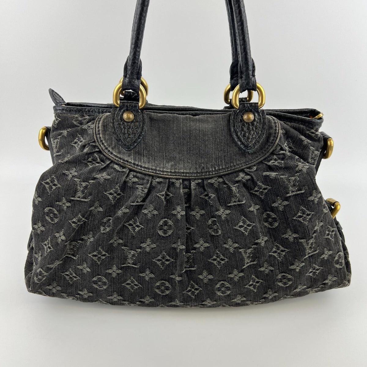 Louis Vuitton Monogram Neo Cabby MM Shoulder Bag Denim Black Vintage — view 4