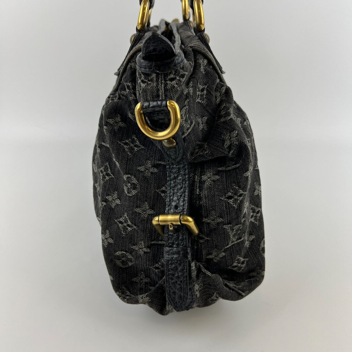 Louis Vuitton Monogram Neo Cabby MM Shoulder Bag Denim Black Vintage — view 6