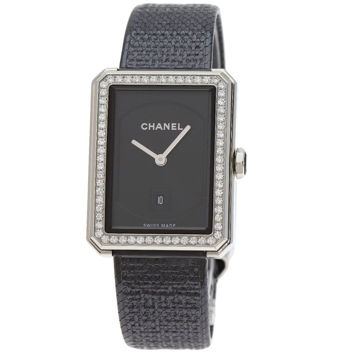 Chanel Boyfriend Tweed Diamond Watch SS