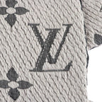 Louis Vuitton Echarpe Logo Mania Wool Silk Blend Scarf with Fringe Grey — view 6