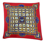 Hermes Scarf Joyaux de L'ete Summer Pleat Pleats Carre 90 Silk Red Multicolor