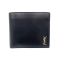 Saint Laurent Paris Tiny Cassandra Leather Black Bifold Wallet Silver
