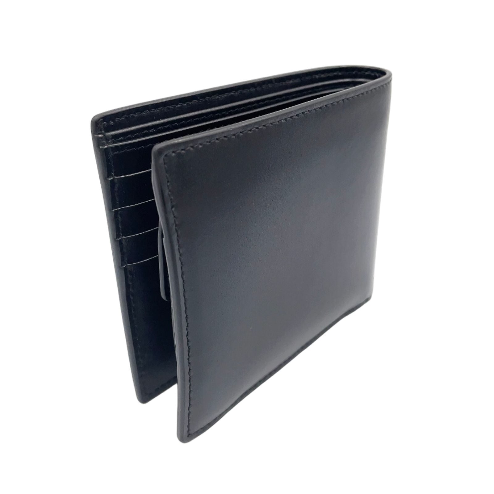 Saint Laurent Paris Tiny Cassandra Leather Black Bifold Wallet Silver — view 2
