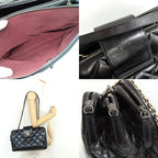 Chanel Quilted Chain Shoulder Bag Bow-ring Black Antique Hardware No — view 9