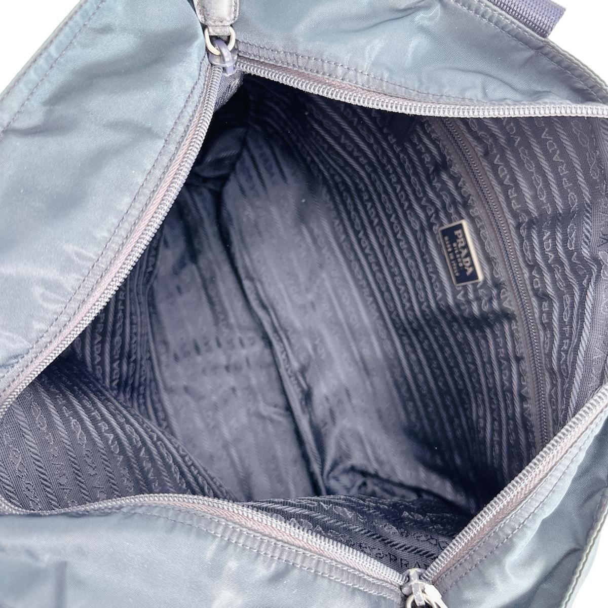 Prada Commuter Tote Bag Large Enough for A4 Size Blue — view 9