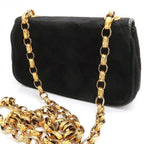 Chanel Chain Shoulder Gripoix 1993 Suede Black Chevron — view 4