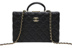 Chanel CC Logo Quilted Chain Shoulder Handbag Lambskin Black — view 2