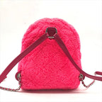 Chanel CC Logo Turnlock Quilted Pile Mini Chain Pack Backpack Pink — view 3