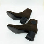 Hermes Volver Boots Short Shoes Fabric Leather Khaki Exlibris Knit — view 6