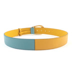 Gucci Memorable Buckle g Logo Bicolor Leather Belt Yellow Blue — view 5