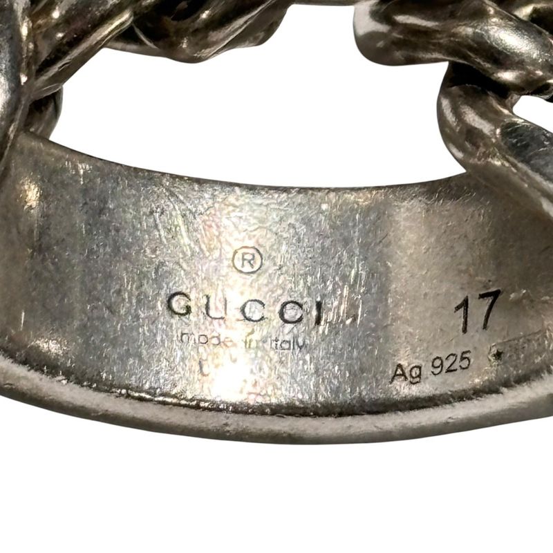 Gucci 925 Logo Plated Golmet Chain Ring — view 7