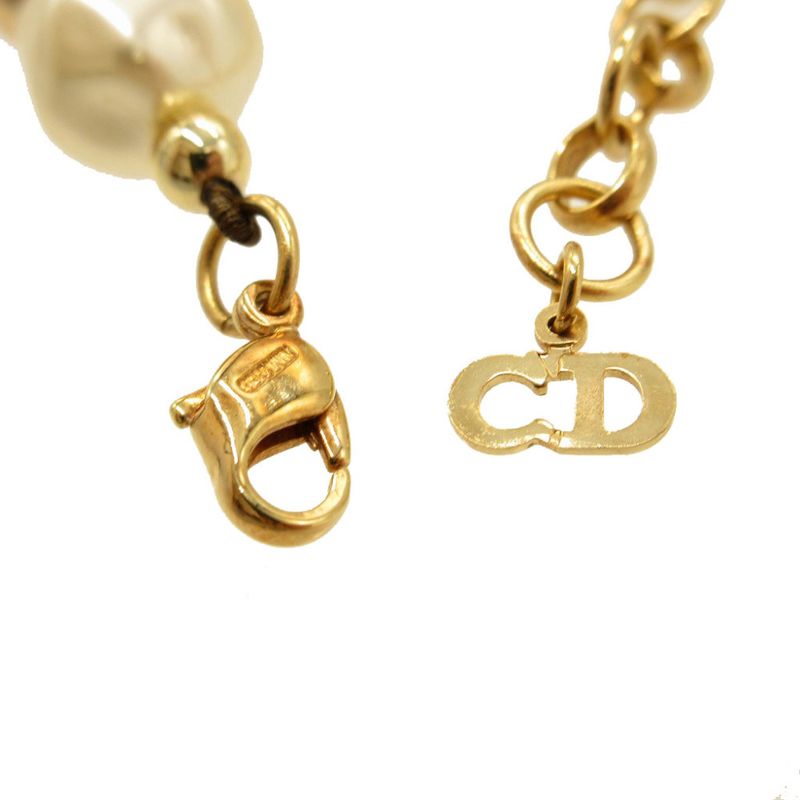 Christian Dior Vintage Faux Pearl Metal Gold Choker Necklace 0090 — view 5