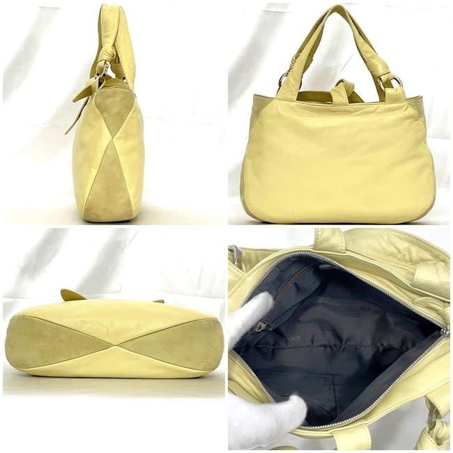Loewe Handbag Yellow Anagram Leather Suede — view 4