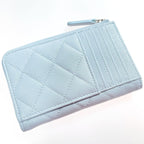 Chanel Quilted Card Case Ap3836 Light Blue Coco Mark Caviar Leather Coin — view 3