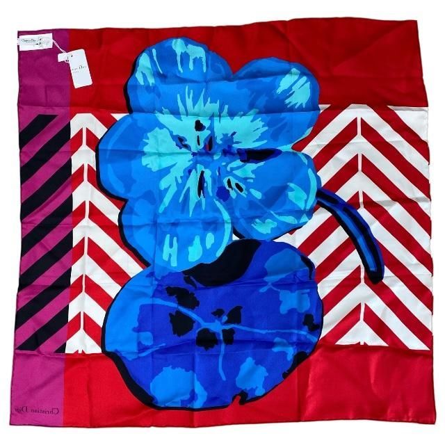Christian Dior 22 Flp070 I615 2022 Flower Pop Scarf Silk Red Blue Pink — view 6