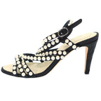 Chanel Multi-Strap Quilted Pearl Sandals Black 37 1 2 — view 2