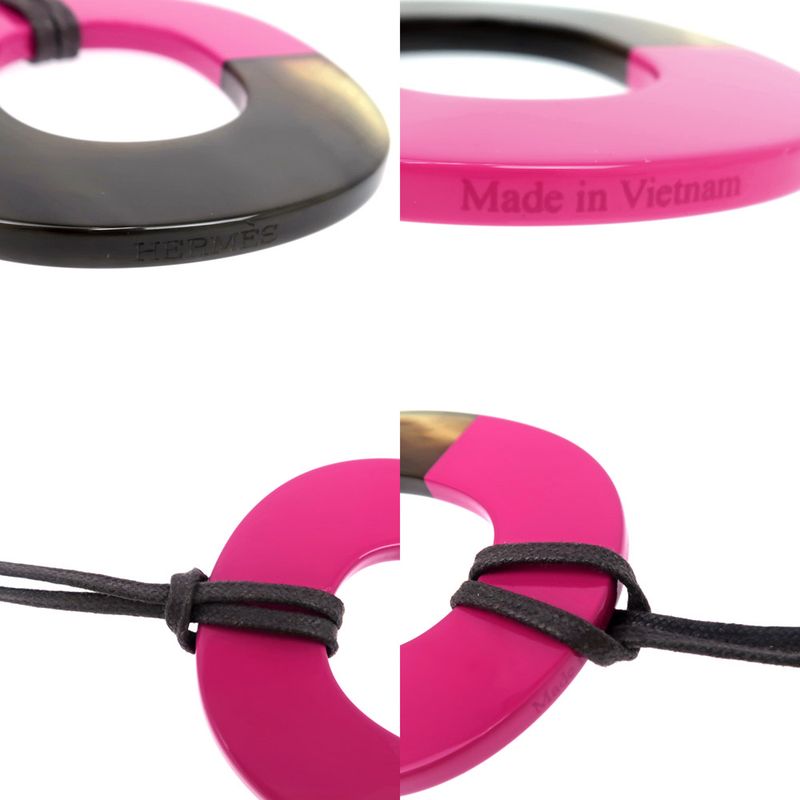 Hermes Necklace Ismu GM Lacquer-buffalo-horn Pink Brown Pendant — view 6