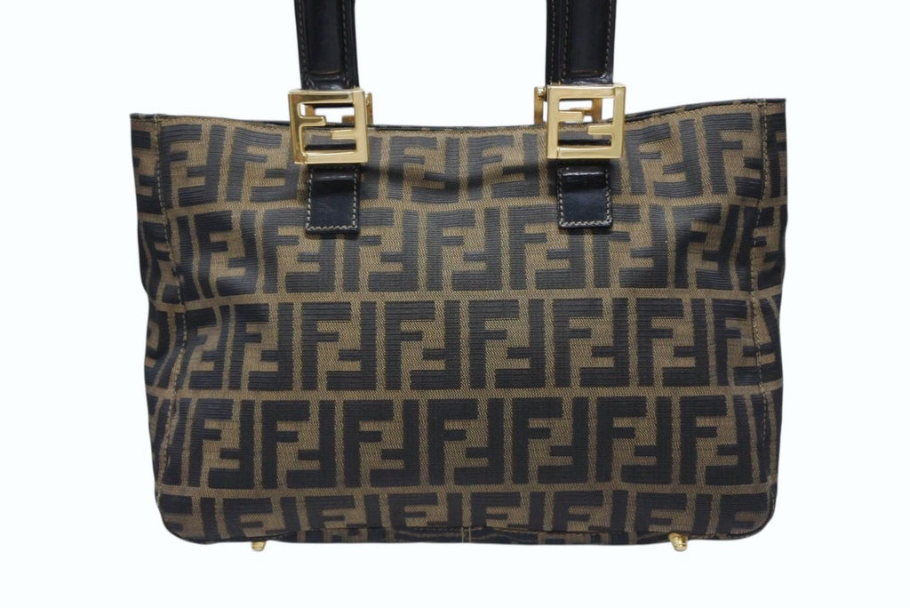 Fendi Tote Bag Zucca Pattern Canvas Brown Gold — view 2