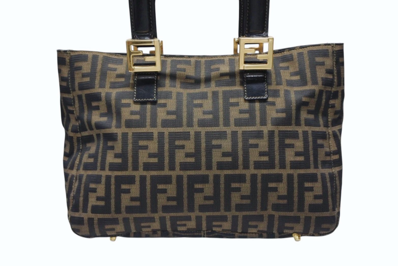 Fendi Tote Bag Zucca Pattern Canvas Brown Gold — view 2