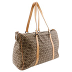 Fendi Zucchino 7 Vs014 Nylon Canvas and Leather Brown Boston Bag — view 3