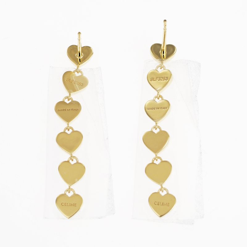 Celine Earrings Heart Logo Gold Color Pair Accessories Small Items — view 7