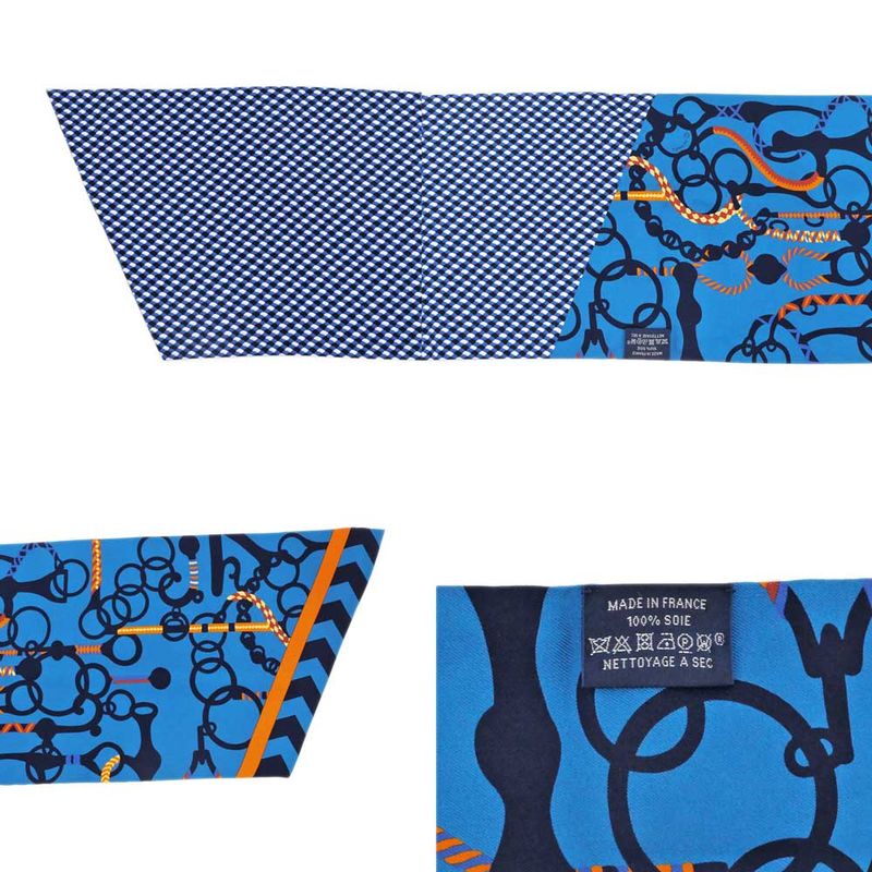 Hermes Maxi Twill Molle Etres Blue Orange Yellow Silk Scarf — view 8