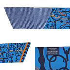 Hermes Maxi Twill Molle Etres Blue Orange Yellow Silk Scarf — view 8