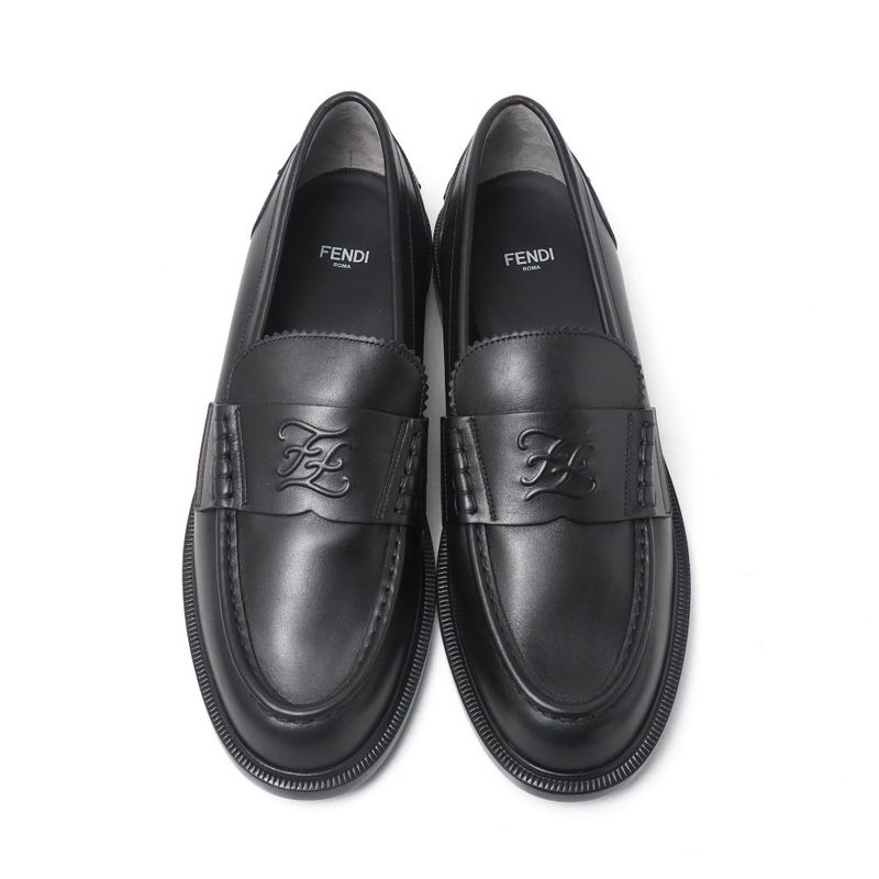 Fendi Loafers Size 40 Double F Zucca Logo Leather Shoes — view 4