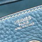 Hermes Lindy 30 2-Way Bag Taurillon Clemence Blue Jean Ladie Jeans — view 8
