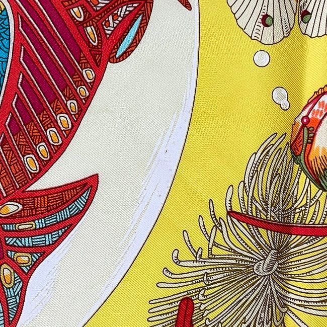 Hermes Scarf Carre 90 Yellow Orange Grands Fonds — view 7