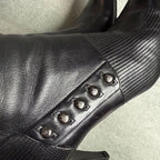 Chanel Pointed Toe Coco Mark Button Leather Zip Boots 37 1 2 C — view 4