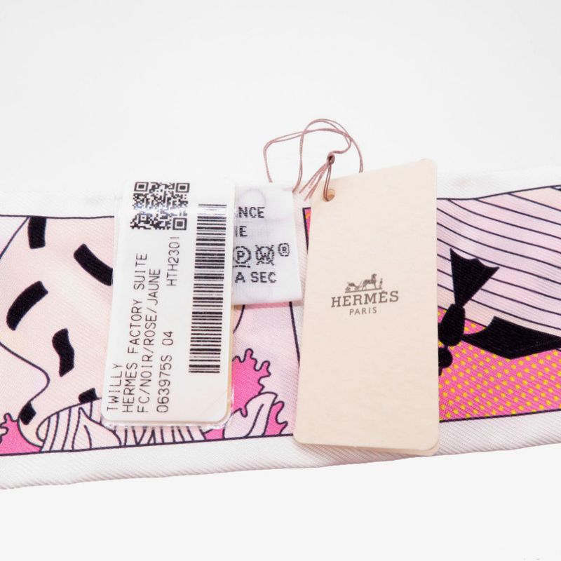 Hermes Twilly Factory Suit Scarf Silk Black 0105 — view 3