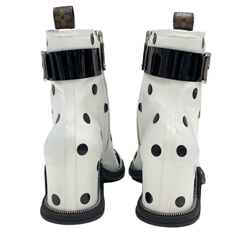 Louis Vuitton Moonlight Line Boots Short Shoes Satin White Black Ankle — view 5