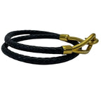 Hermes Bracelet Choker Necklace Jumbo Leather Metal Black — view 3